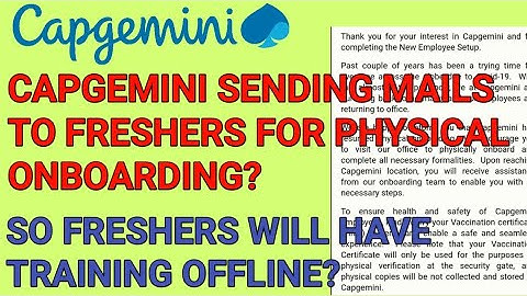 Capgemini sending physical onboarding mails | Will freshers have training offline | Latest updates