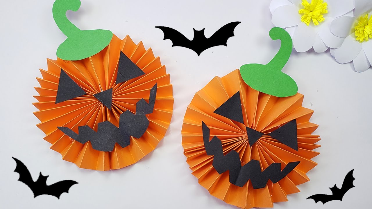 CALABAZA DE PAPEL HALLOWEEN 🎃 MANUALIDADES PARA HALLOWEEN PAPER CRAFT PUMPKIN HALLOWEEN