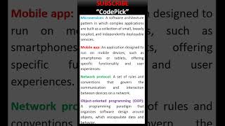 How to define Micro services, Mobile App, Network Protocol Object Oriented Programing ?