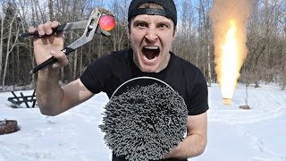 1000 DEGREE METAL BALL vs 10,000+ SPARKLERS (EXTREME DANGER) EXPLOSION?