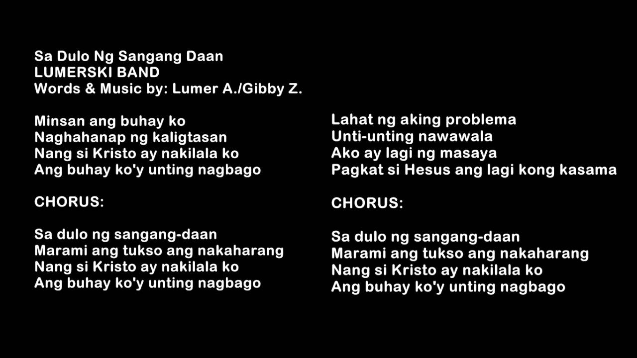 SA DULO NG SANGANG   DAAN by lumerski audio  lyrics