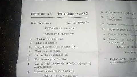 IDE UNOM Business Communication Dec 2017 Question Paper