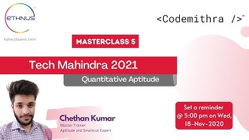 Tech Mahindra 2021 | MasterClass 05 | Quantitative Aptitude for Tech Mahindra Off Campus Drive