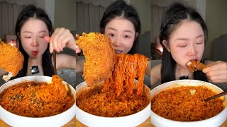 【Mukbang Asmr】火鸡面配炸鸡腿，吃不够根本吃不够 #火鸡面 #炸鸡 #美食