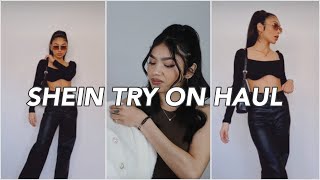 SHEIN TRY ON HAUL | black basics, faux leather + accessories