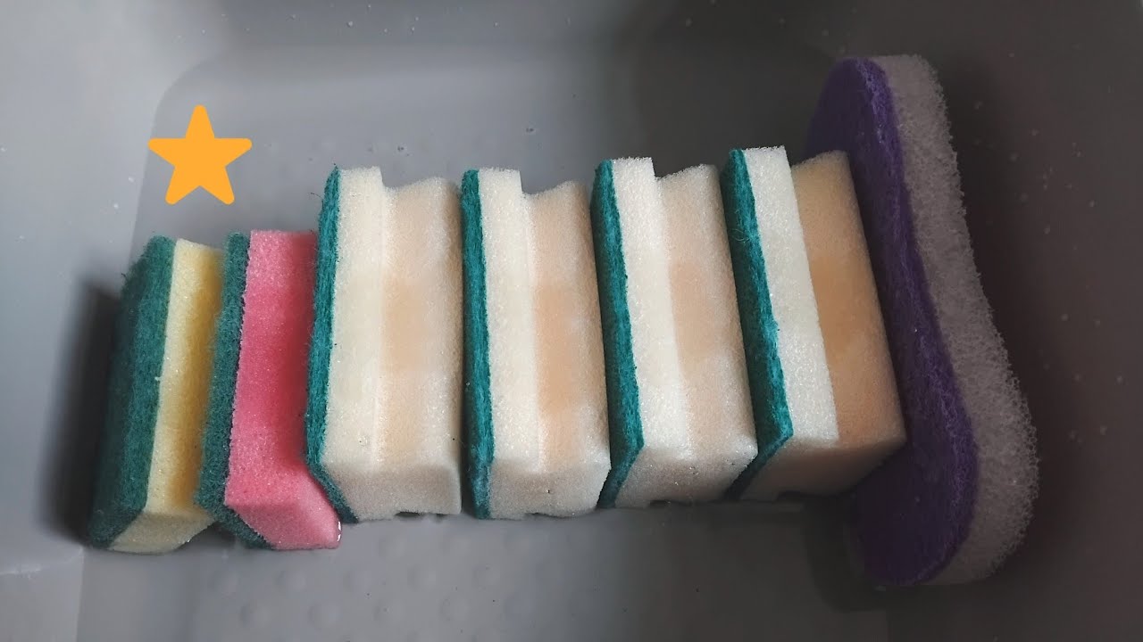 Wet Kitchen Sponges Squeezing and Ripping ⭐️💛🩷