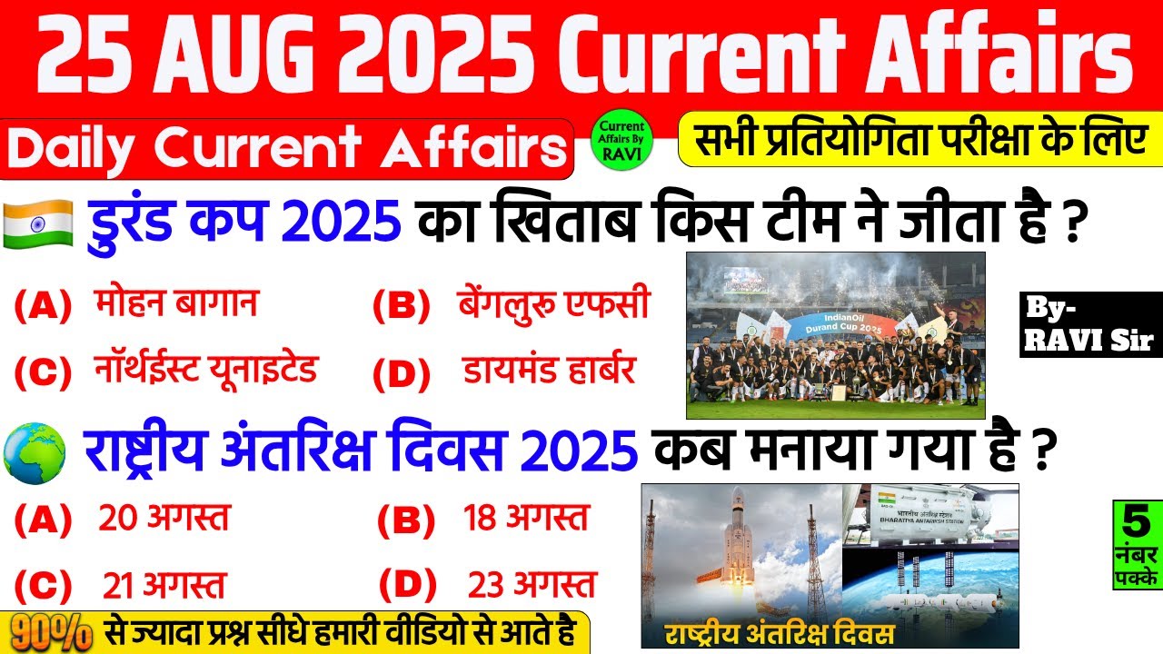 25 August 2025 Current Affairs | Current Affairs Today | Current GK ...