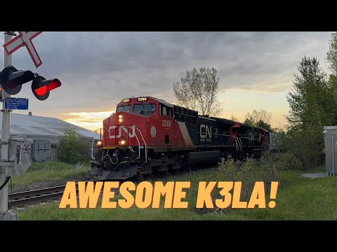 (Awesome K3LA Horn) CN A450 South With 3369 And 3265 At Princess Street In Mount Albert
