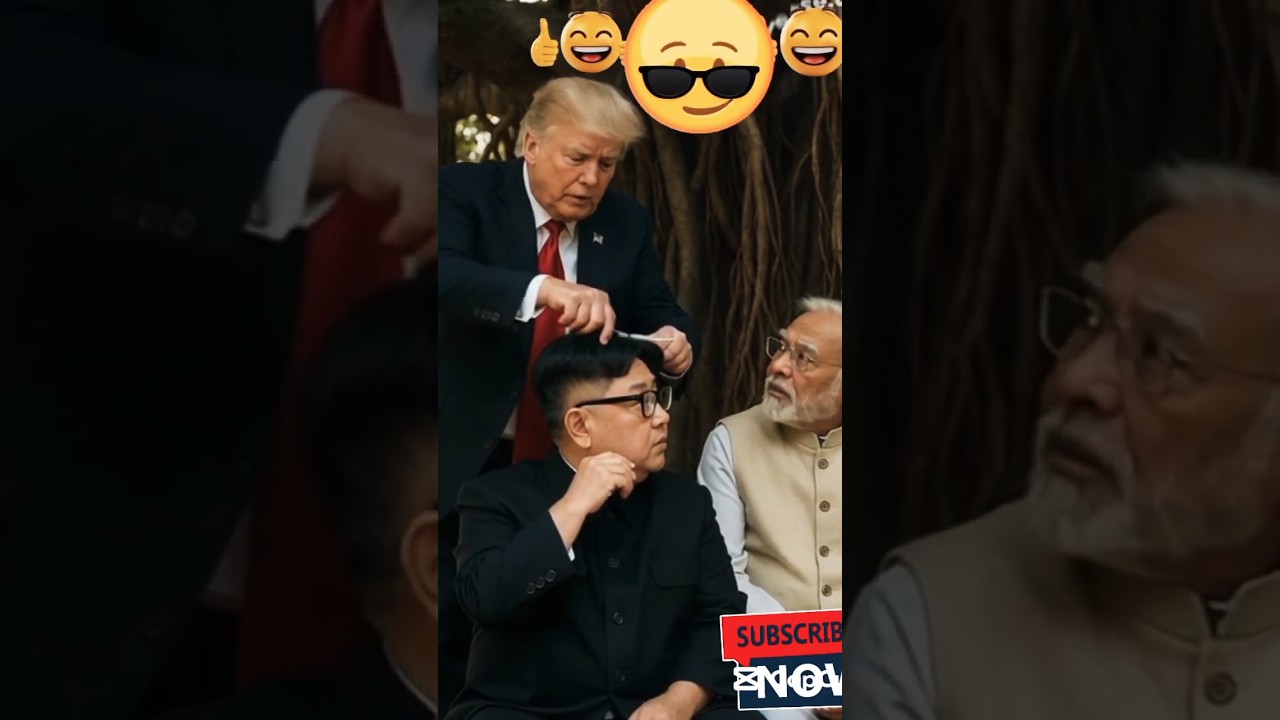 💈 Trump’s Barber Shop Diplomacy! 😂 Kim’s New Look Shocks Modi Under the Banyan Tree! 