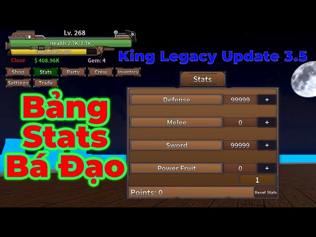 How to Add Stats Points  King Legacy Update 3.5 Bảng Stats Xịn Xò Nhất Cho  dân không chuyên PvP 