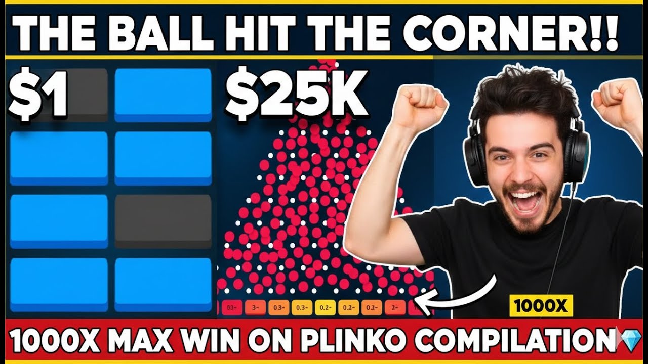 THE BALL HIT THE CORNER!! 1000X MAX WIN ON PLINKO COMPILATION