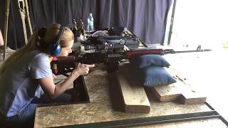 Девушка стреляет из СВД 7.62х54мм / Girl shooting from soviet sniper rifle SVD 7.62x54mm