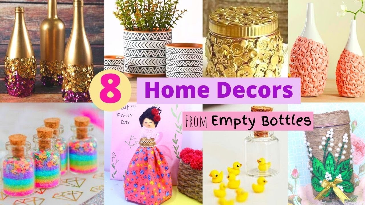 8 Awesome Home Decor Ideas From Empty Bottles / DIY Room Decor Crafts