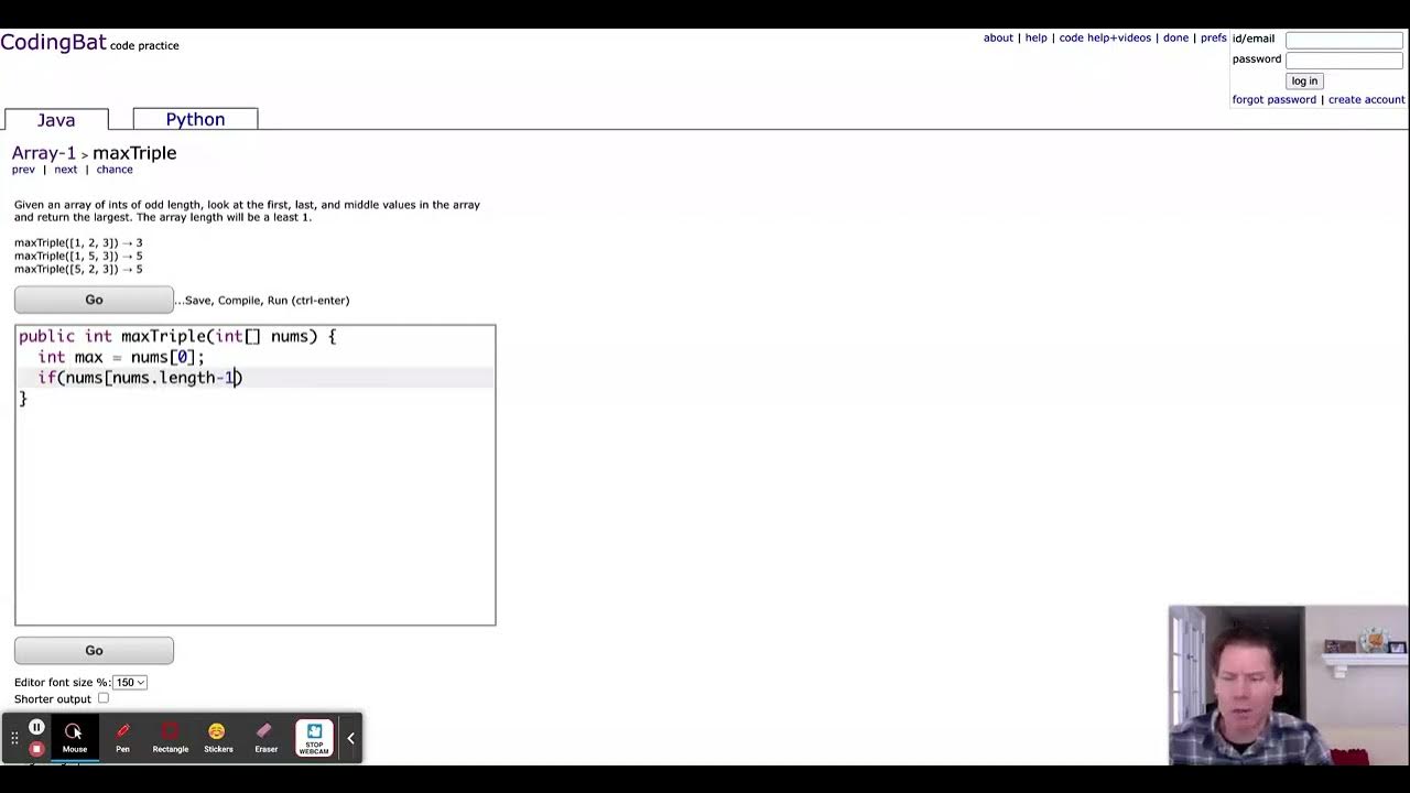 CodingBat Java Array-1 maxTriple - YouTube