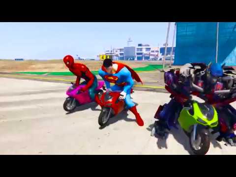 Video Kartun  Anak Spiderman  Dan Kawan Kawan Mengendarai 