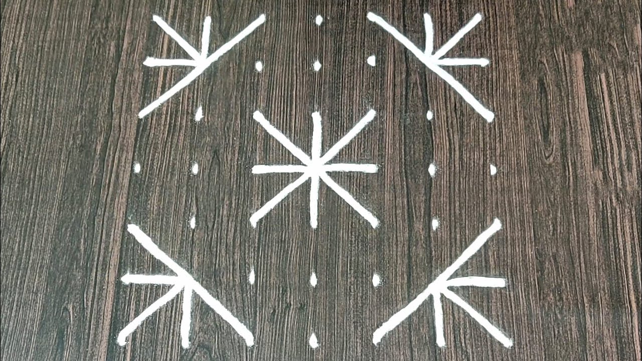 7*7 very easy sikku kolam design | simple rangoli design step by step | dot rangoli design