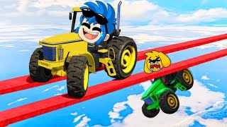 GTA 5 ¡TRACTOR VS TRACTOR EN LA CARRERA MÁS PELIGROSA! 😂 Con Los COMPAS screenshot 4