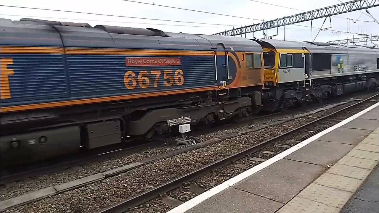 GB rail freight 66793 towing dead class 66756 departing from Crewe UDL