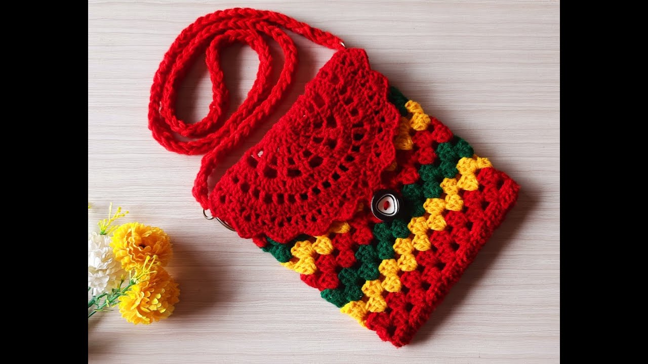 Crochet 'Boho' cross body bag || Crochet sling bag || Crochet small purse #2