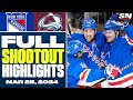 New York Rangers at Colorado Avalanche  FULL Shootout Highlights   March 28 2024