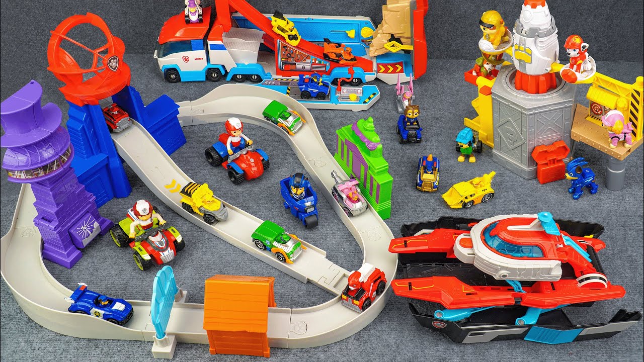 Unboxing PAW Patrol True Metal Total City Rescue Track Set | Launch & Spin Spaceship Playset