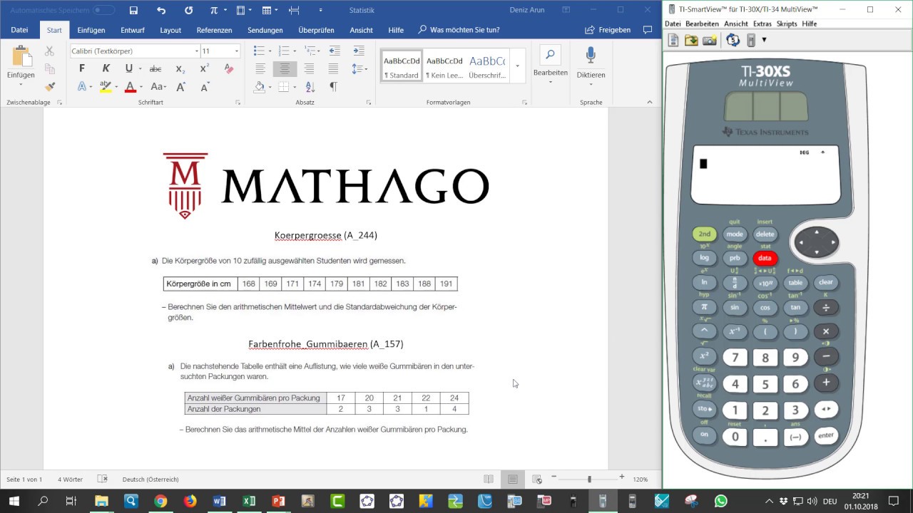 TI 30XS Multiview Statistik Mathago YouTube