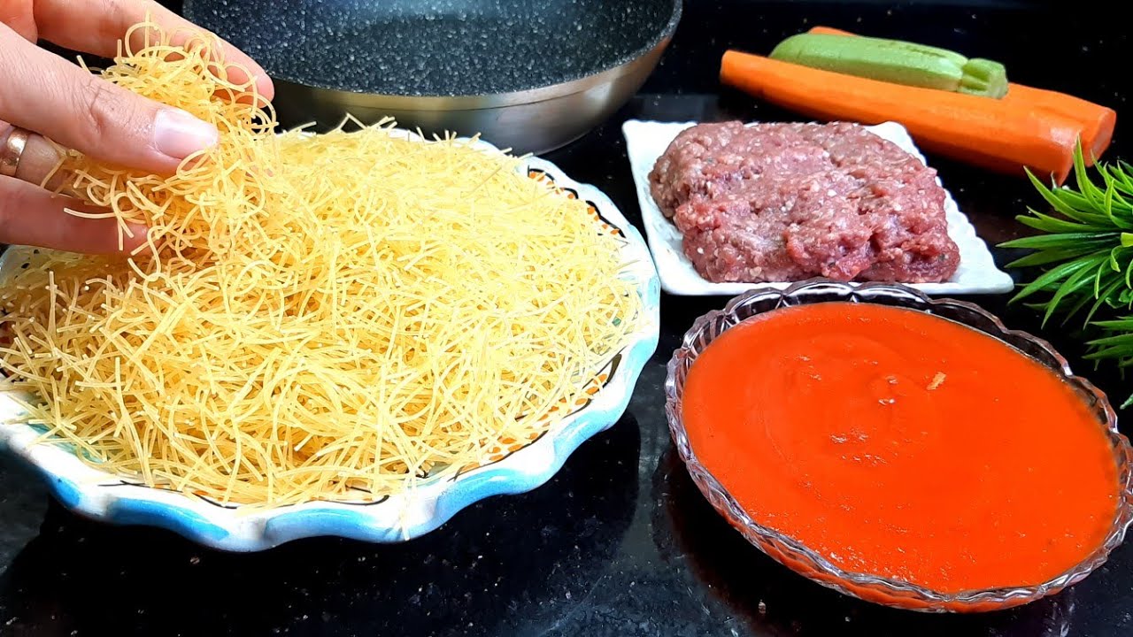 جربيها غتولي مدمنة عليها😋عندك شعرية السفة تعالو نحضر وجبة متكاملة لغذاء او العشاء لذيذة ساهلة وسريعة