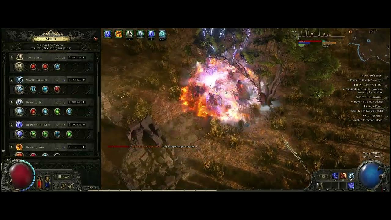 Path of Exile 2 Melee Herald Invoker /w Herald of Ice Disabled +No Bell Boss, T8 Monster Lvl 73 Map