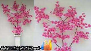 Cara membuat bunga sakura dari plastik kresek 2020 | DIY BUNGA SAKURA SUDUT RUANGAN