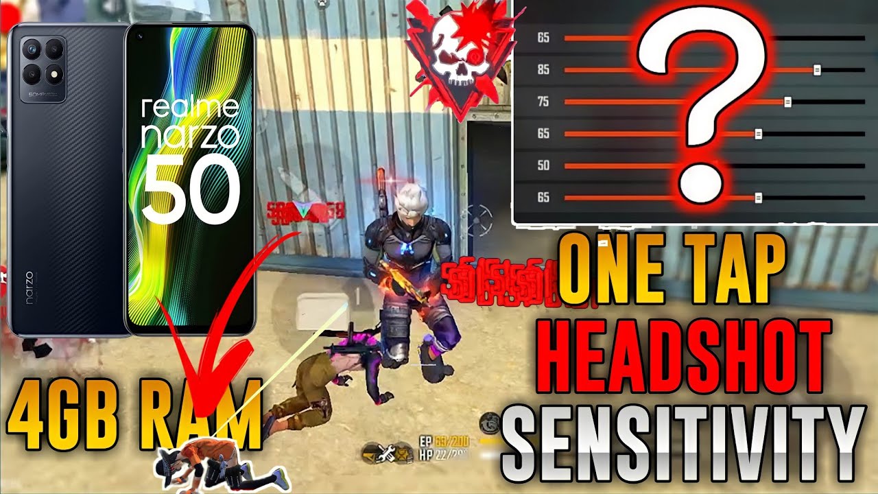 REALME NARZO 50 FREE FIRE 📱 SETTINGS+SENSITIVITY+CUSTOM HUD+DPI ⚙️ ...