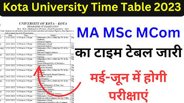 Kota University MA MSc MCom Time Table 2023 | UOK PG Time Table 2023