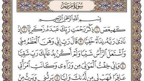 سورة مريم مكتوبة بصوت القارئ سعد الغامدي.