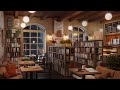 Bookstore Coffee Shop Ambience with Calm Jazz Music &amp; Rain Sounds for Relax/Study/Work to