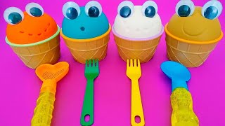 Satisfying Video l Playdoh Rainbow Lollipop Candy With Color Tray Cutting ASMR