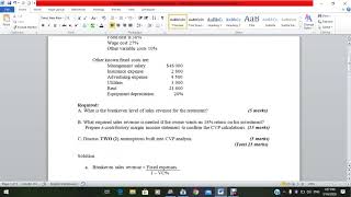 CVP Approach to Decision example question Part 1
