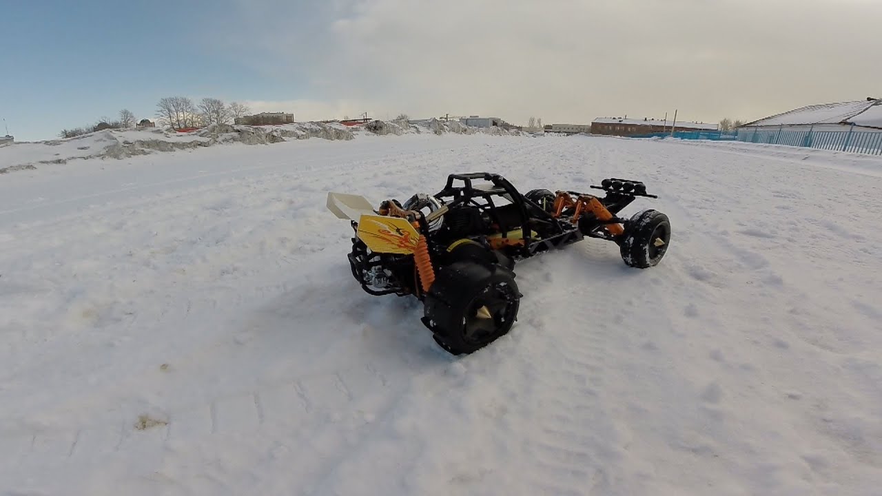 Бензиновая машинка на пульте управления по снегу - HPI BAJA 5B in the ...