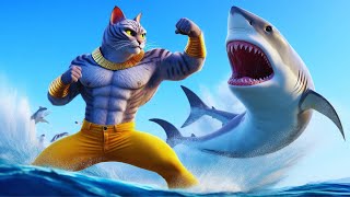 Daddy Fights Shark to Save a Kitten 🐈👊🦈 #ai #cat #catlover #story #cutecat #cute part 3