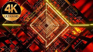 10 Hour TV VJ LOOP NEON Square Metallic Red Color Abstract Background Video , 4k Screensaver