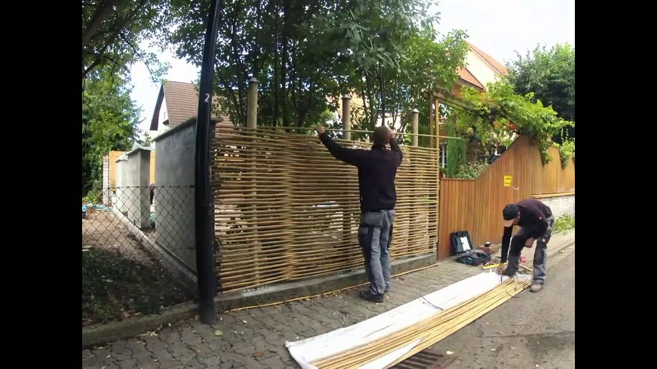 Montage Sichtschutz aus Bambus - www.bambus.nl - YouTube