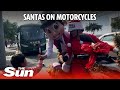 Motorized police in Santa costumes bring Christmas joy to Peruvian children