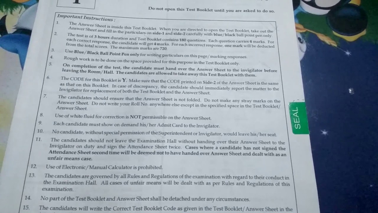 Neet previous year questions paper 2017, full length questions paper, 180 questions,