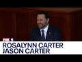 Rosalynn Carter&#39;s grandson Jason Carter cracks jokes at service | FOX 5 News