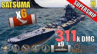 Battleship Satsuma 6 Kills & 311k Damage | World of Warships Gameplay