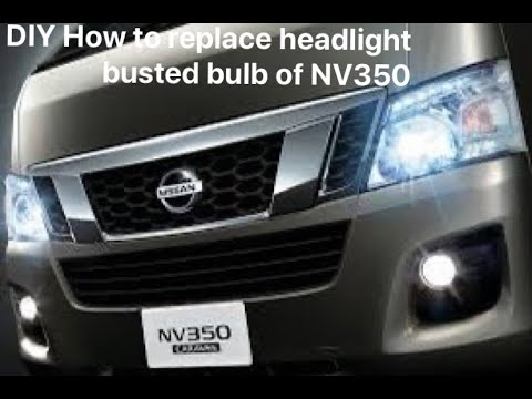 Как снять решетку радиатора nissan nv350 caravan DIY-How To replace busted headlight bulb of NV350 - YouTube