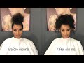 Exotic curly clip ins worn in a high ponytail