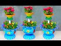 Make Two-Tier Flower Pots for Garden | Recycle Plastic Bottles Beautiful Flower Pots