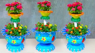 Make Two-Tier Flower Pots for Garden | Recycle Plastic Bottles Beautiful Flower Pots