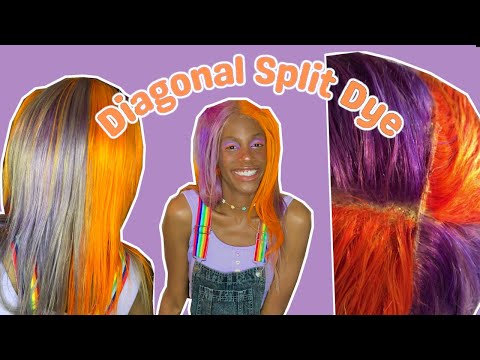 Diagonal Split Dye Hair Using Iroiro| Orange And Purple Split Dye 💜🧡  |Strawberry Shampain - Youtube