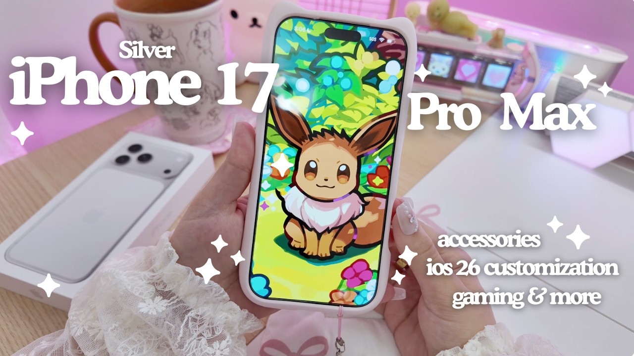 iPhone 17 Pro Max Phone Silver Aesthetic 🤍 ios26 Setup, Accessories, Gaming + Camera test