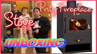 UNBOXING PRITY FIREPLACE and STOVE  | AMAZON ONLINE #themerkelsfamily #unboxing #amazon #familyvlog